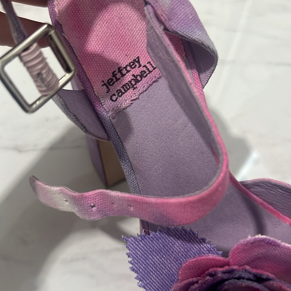 Jeffrey Campbell Pink and Purple Platform Sandals with Floral Accents - Picture 4 of 10
